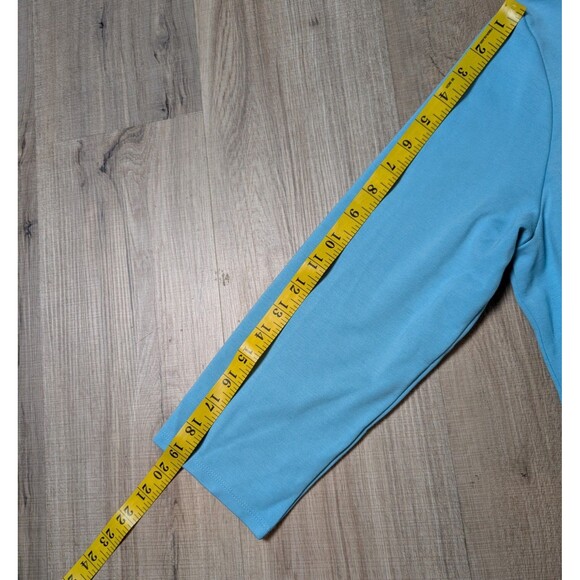 J Jill Wearever Size M Tunic Blouse Split V-Neck Blue Stretch Relaxed Colorful - Picture 8 of 8